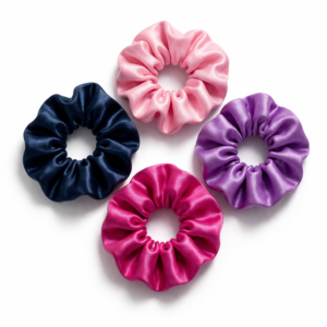 Silk Satin Scrunchies for Women & Girls (Pack of 4) | Soft Hair Ties | No Hair Breakage | Strong Elastic | Stylish Hair Bands for Daily Use
